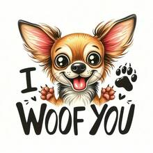 1件/2件/3件「吉娃娃版 I Woof You」!適用於T恤、衛衣、枕頭、背包和托特包,理想的節日禮物、節日禮物專案 | 節日設計 | 耐用印刷 - 多色 - 查看 2