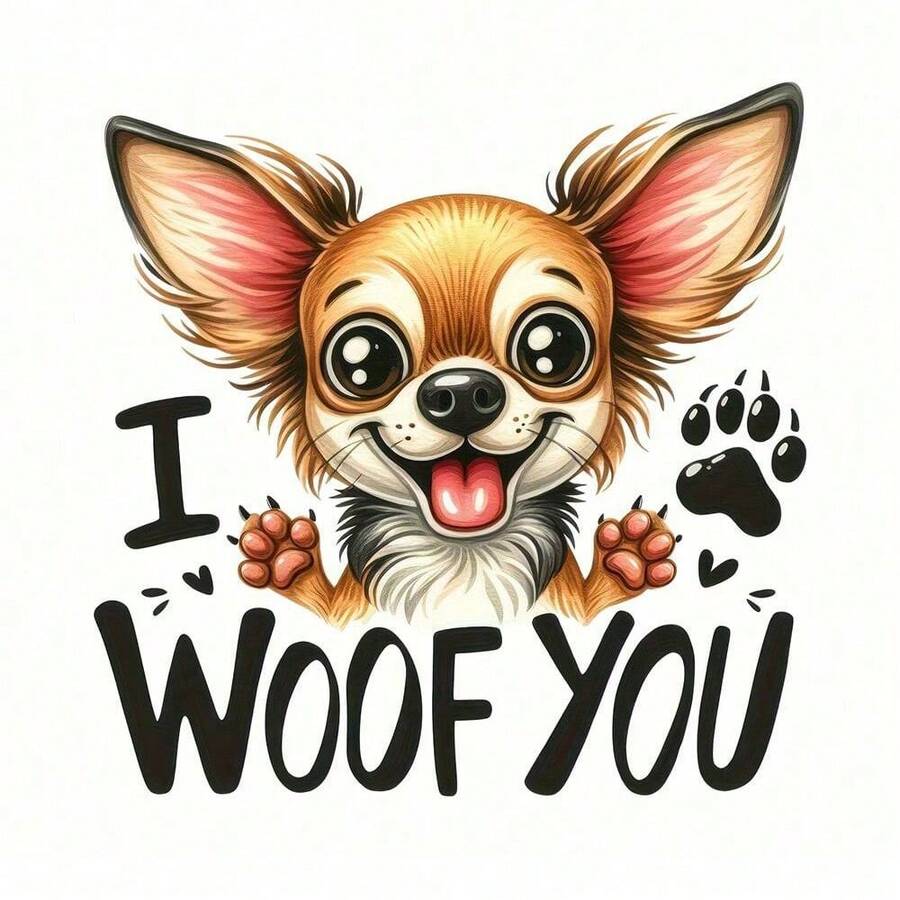 1件/2件/3件「吉娃娃版 I Woof You」！適用於T恤、衛衣、枕頭、背包和托特包，理想的節日禮物、節日禮物專案 | 節日設計 | 耐用印刷