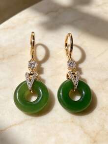 1 Pair Of Fashionable, Personalized And Elegant Earrings Suitable For Women's Daily Commuting ﻿ - Green - View 2
