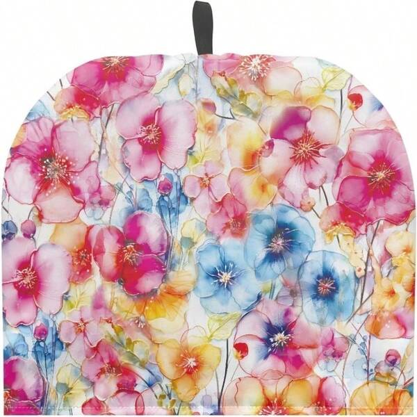 Yuosegray Colorful Flower Teapots Dust Cover Insulated Breakfast Pot Cover Tea Kettle Lid Home Tea Cozy Teapot Drawstring Kettle Covers Portable Breakfast Warmer Home Kitchen