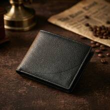 Billetera corta de piel auténtica para hombre, plegable con múltiples ranuras para tarjetas, ideal para regalo y uso diario - NS18 - Ver 8