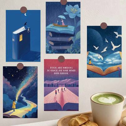 10pcs Book Sea Dream Theme Bookmark Cards, Suitable For Scholars, Teachers, Book Readers, Classroom Rewards, Gifts, Reading Supplies, Back To School Gifts
