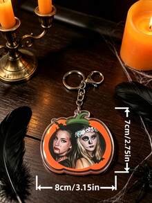Halloween Customized Photo Pumpkin Keychain, Acrylic Pendant With Uploadable Photo, Suitable For Couples And Best Friends As Spooky Holiday Commemorative Gift - Multicolor - View 5
