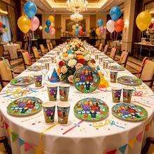 Roblox 20pcs Disposable Paper Cup & Plate Set, Pixel Cartoon Print Waterproof Paper Tableware Set, Suitable For Birthday Party Decoration, Halloween, Thanksgiving, Labor Day, Christmas Decoration - Steal a Brainrot Plate Cup - View 2