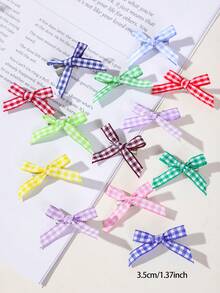 30pcs Girls Multi-Color Fabric Bow Plaid Ribbon Hair Clips, Versatile Bangs Back Head Side Clips, Hair Accessories For Daily Use - Multicolor - View 6