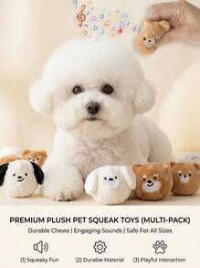 PETSIN Squeaky Dog Chew Toy - Puppy-Shaped Bouncing Ball With Spikes For Teeth Cleaning, Interactive Pet Toy For Small Dogs (Poodle/Bichon) & Cats - Multicolor - View 5