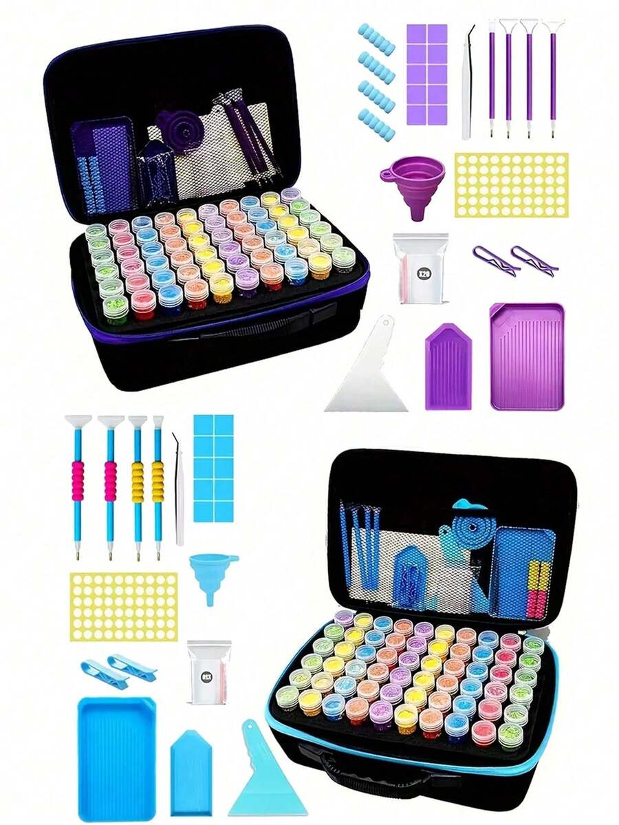 DIY Purple/Blue Diamond Painting Tool, A Multi-Function Portable Tool Storage Bag, Suitable For Mosaic Art, And A Great Gift For Diamond Painting Enthusiasts. - A - View 1