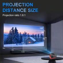 Proyector Mini M60, compatible con resolución 1080P con WiFi 2.4G. Equipado con puertos USB & Type-C, proyector de cine en casa portátil, tamaño de proyección desde 20 hasta 100 pulgadas. - Negro y rojo - Ver 4