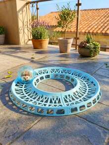 Juguete de pista de plástico DIY para hámster, pista desmontable azul para zarigüeya de azúcar (apto para bolas de ejercicio de 12cm/4.72in, 14cm/5.51in y 18.5cm/7.28in), pista de trote para cobaya, fácil de montar, apto para mascotas pequeñas - A - Ver 9