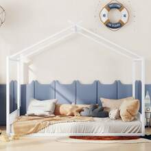 Kids Bed Frame House Shape - 140 X 200 Cm - White - 白色 - 查看 3