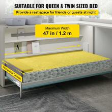 Kit de mecanismo de montaje en pared con resorte, capacidad de carga resistente de 250 kg, kit de bricolaje, soporte de cama para cama Murphy de 0,9 a 1,2 m cama Queen horizontal, blanco - Blanco - Ver 4