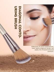 13pcs Milk Tea Color All-In-One Makeup Brush Set, Multi-Functional Face And Eye Makeup Brushes, Suitable For Foundation, Blush And Eye Details, Includes Triangle And Heart-Shaped Powder Puffs And Ribbon Hanging Rope, Soft And Reusable, Suitable For Liquid Products - Brown - View 4