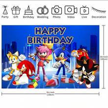 Sonic Authorized 1PC Healing Adventure Theme Birthday Party Decoration Backdrop (82.7x59.1/59.1x39.4/39.4x29.5 Inch), Suitable For Boys And Girls Birthday Party Background, Children Newborn Cake Table Party Wall Decoration Banner, Outdoor Indoor Photography Photo Backdrop Props - Multicolor - View 7