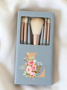 Portable Makeup Brush Set With Mirror And Soft Bristles, Floral Letter A-Y Pattern, Boxed Makeup Brush Set, Multi-Function Makeup Brush Set With Mirror And Makeup Box, Mini Multi-Function Makeup Brush, Foundation Brush, Eyeshadow Brush, Beginner Makeup Tools, Mixed Brush Makeup Storage Rack, Makeup Brush Set, Convenient To Carry Girls Gift, Ideal Makeup Tool Set, Portable Travel Supplies, Travel Essentials - Multicolor - View 20