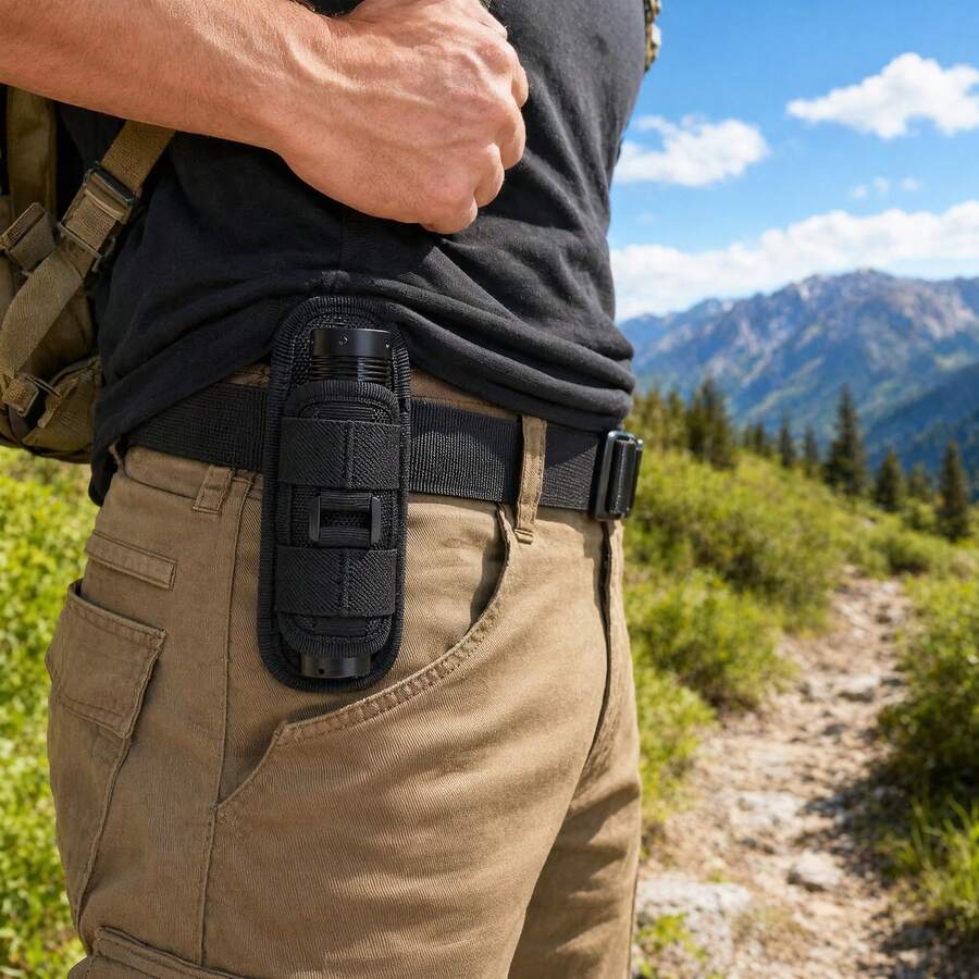 1 st 360° taktisk ficklampsfodral för midjan, hållbar jaktbelysningstillbehör, överlevnadskit, roterande ficklamphållare - Basmodell - Visa 1