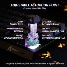ATTACK SHARK X68 HE 8000Hz Rapid Trigger Keyboard, 0.01mm RT Precision Wired Gaming Keyboard With Magnetic Switches, Adjustable Actuation Distance, Rapid Trigger, Snap Tap, RGB Lighting, Compatible With PC - View 4