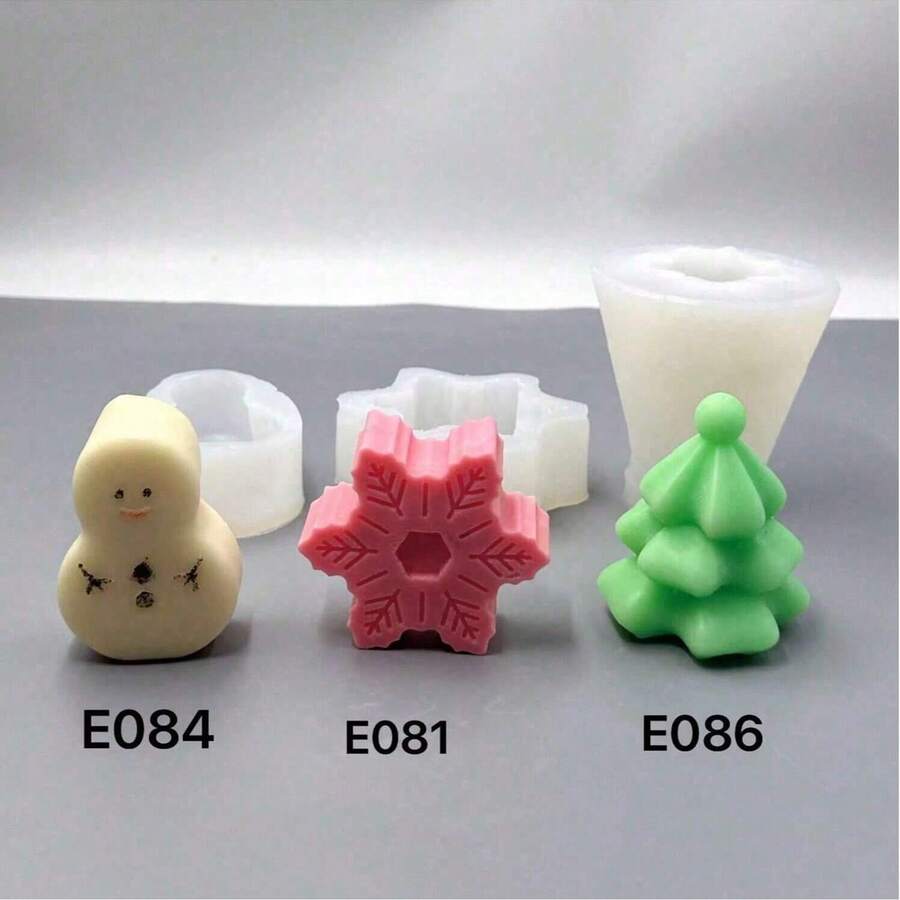 Christmas Tree Snowflake Snowman Silicone Mold DIY Christmas Series Handmade Soap Resin Diffuser Stone Plaster Decoration Silicone Mold - Christmas Tree Snowman Snowflake - View 1