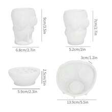 SILIKE LUFEI Bộ 4 khuôn silicon resin hình người tuyết Giáng Sinh ngồi quanh lửa trại, phù hợp làm sản phẩm từ nhựa epoxy, thạch cao, nến, tinh dầu thơm, trang trí trưng bày trong nhà - khuôn silicon - Xem 2
