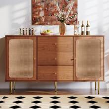 Sideboard With 2 Doors And 3 Shelves, Walnut Finish - Walnut - 查看 4