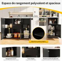 360° Rotating Kitchen Island White With Marble Top And Storage Space - Black - View 7