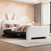Estructura de cama Estructura cama infantil con forma de conejo blanco 90x200cm y cajones - Blanco - Ver 4