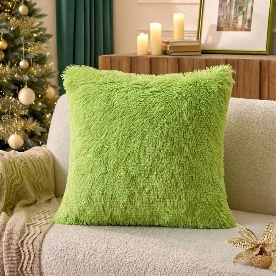 Funda de cojín sin relleno unicolor de peluche