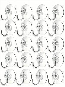 16/8pcs/1pc-Transparent Plastic Suction Cup Hooks, Multi-Functional Traceless Hooks, Strong Load-Bearing, Waterproof, Suitable For Windows, Glass, Shower, Bathroom And Kitchen Walls, Ideal For Daily Use, Holidays, Parties And Carnival Decoration, Christmas Wreath Hooks - Transparent - View 2