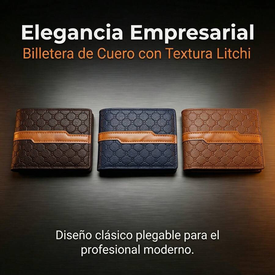 Billetera corta de piel auténtica para hombre, plegable con múltiples ranuras para tarjetas, ideal para regalo y uso diario - NS19 - Ver 1