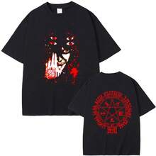 Camiseta con Gráfico de la Cara de Alucard de la Serie Anime Hellsing Abraham Van Helsing Vampire, Camiseta Oversized de Manga para Hombres y Mujeres, Moda Masculina Streetwear - Negro - Ver 1