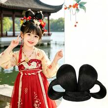 Hanfu Gaya Kuno Wig Satu Potong untuk Pertunjukan Tahun Baru, Sanggul Rambut, Aksesori Rambut Kostum, Gaya Dinasti Tang, Penutup Rambut, Bantalan Rambut - Dark Brown - View 1