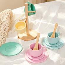 Children's Wooden Play Kitchen Utensils Set (27pcs) - Includes Plates, Bowls, Storage Rack And Realistic Food, Play Kitchen Accessories, Educational Gift For Children 3 Years And Above - Multicolor - View 8