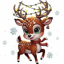 1/2/3PCS Water-Washable Heat Transfer Prints, Plaid Scarf Deer Antlers Wrapped With Colorful Lights Snowflake Cartoon Christmas Pattern, Suitable For T-Shirts, Bags, Pillows - Multicolor - View 1