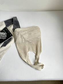 Casual Versatile Crochet Knit Large Capacity Shoulder Bag - Apricot - View 6
