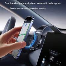 磁吸式車用手機支架，可彎曲鋁合金支臂磁吸手機架車飾品，可折疊磁吸手機支架適用於儀表板/擋風玻璃，360°旋轉手機架，相容 iPhone 17 Air 16 15 14 13 12 系列及所有手機 - A - 查看 6