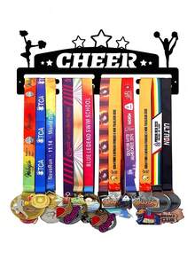 1pc Medal Display Rack For Cheerleaders, Gold/Silver/Bronze Medals, Metal Wall Decor Storage Shelf, Suitable For Sports Awards, Weather-Resistant Display And Collection, Perfect Gift For Sports Fans And Champions, Indoor And Outdoor Use - Black - View 1