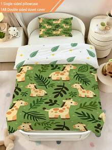 2PCS Green Cartoon Giraffe Toddler Bedding Set For Children Beds Crib Giving Gifts During Holidays (No Filling Material) 100% Polyester - Multicolor - View 1