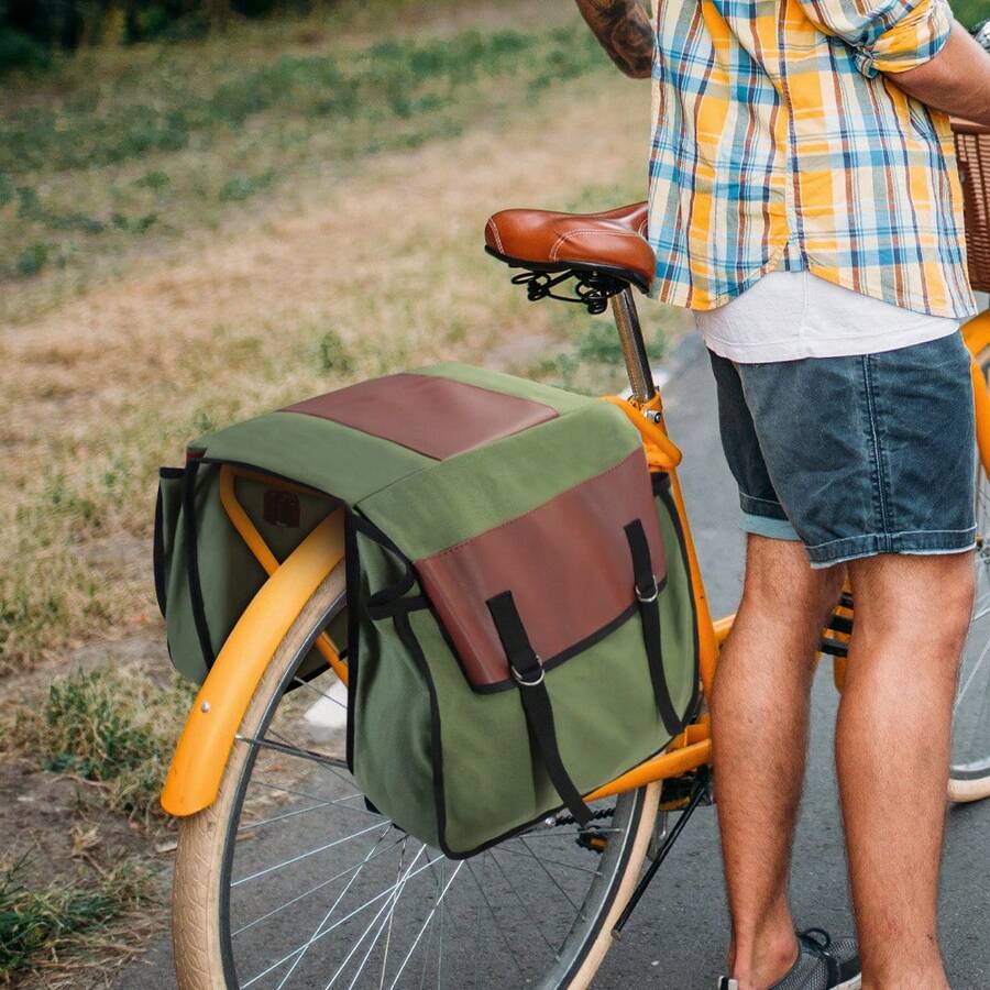 1pc Double Side Bike Pannier Bag, Large Capacity Wear-Resistant Oxford Cloth Rear Rack Storage Bag For Cycling - Multicolor - View 1
