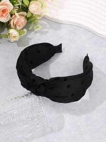 1 Stück breites gepunktetes Haarband mit Knoten für Damen, Satin-Stoff mit Twist-Obenknoten, modisches Haaraccessoire für Urlaub und Strand - Verschiedenfarbig - Übersicht 12