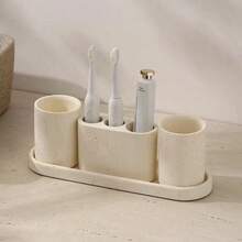 Resin Soap Dispenser, Can Be Used As Bathroom Toothbrush Holder, Mouthwash Cup, Vanity Tray, Bathroom Countertop Tray, Vanity Soap Dish, Bathroom Accessories Set, Bathroom Storage Rack, Bathroom Accessories, Home Decor Vanity Tray, Can Be Used To Store Bathroom Countertop Accessories - 1pc - View 2
