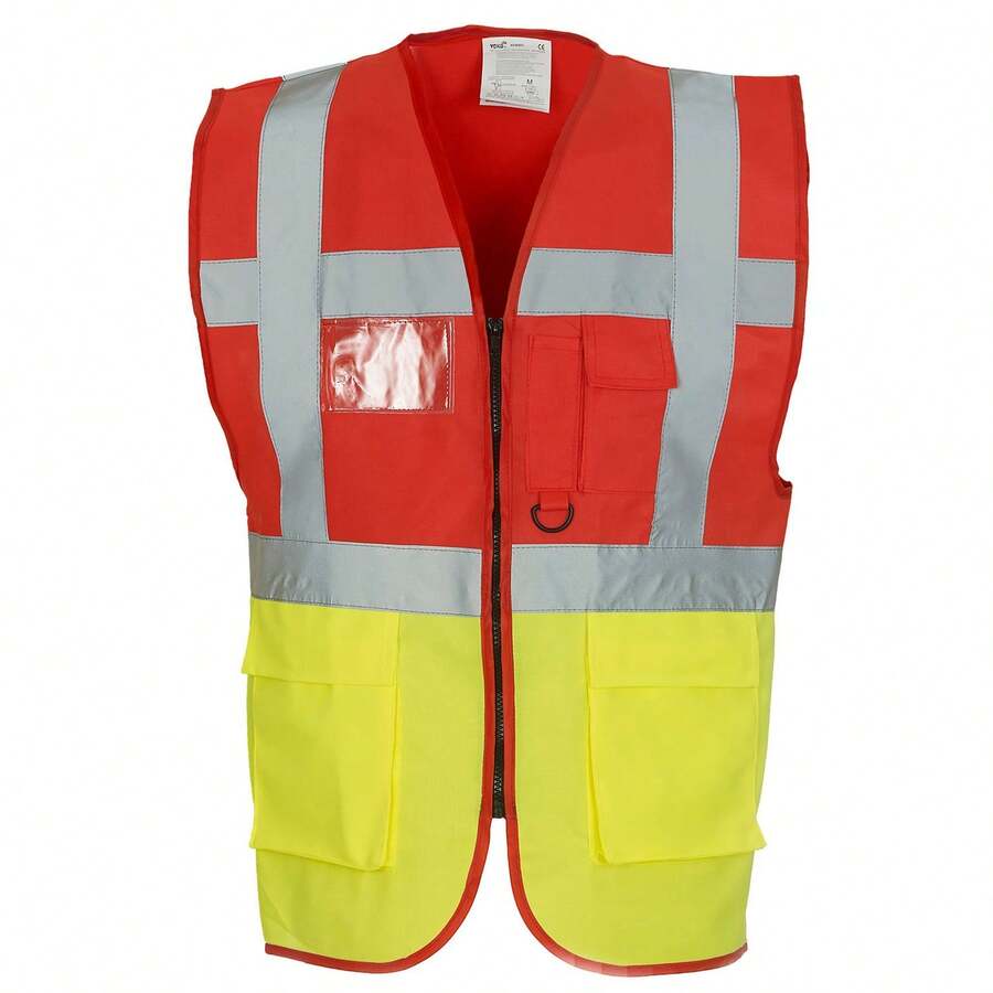 Yoko Unisex Adult Executive Hi-Vis Waistcoat - Red/Yellow - View 1