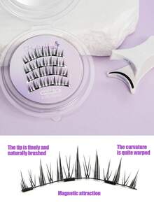 Magnetic Segmented False Eyelashes, Glue-Free, With Storage Tray, Natural Fish Tail Style, Eye-Enlarging - View 2