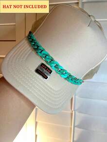 1 pieza Cadena de sombrero de acrílico retro occidental, accesorio de cadena de sombrero con decoración desmontable de espina de pescado verde de moda para manualidades DIY - Verde - Ver 2