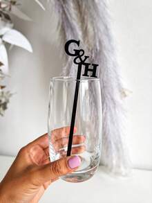 10/30/50/100pcs Customized Wedding Personalized Letter Stir Sticks | Party Decor, Acrylic Gold Mirror Letter Customized Acrylic Stir Sticks - Multicolor - View 2