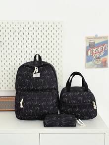 3-Piece Back To School Backpack Set - Bow Pattern Large Capacity Backpack + Lunch Bag + Pencil Case Multi-Pack, With Laptop Compartment, Durable Nylon Backpack, With Adjustable Shoulder Straps And Spacious Multi-Pockets - Lightweight Portable Zipper Bag, Suitable For Students/Teenagers/Graduates, Perfect For Outdoor/Travel/Middle School/High School/College, Essential College Backpack - 2319 - View 9
