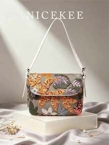 Vacation Style Premium Texture Flip Shoulder Bag, Embroidered Sequin Flower Decoration Design, Elegant And Exquisite Fashion Style Women's Armpit Bag - Multicolor - View 1