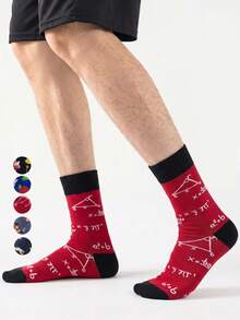 1/5/10 Pairs Men's Mid-Calf Socks, Funny Guitar Cartoon Unisex Sports Style Long Socks, Crazy Happy Socks - Multicolor - View 14