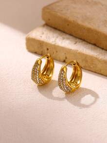 1 Pair Copper Water Drop Circle Hoop Earrings - E6902 - View 1