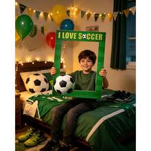 Acessórios para Cabine de Fotos de Aniversário de Futebol, Moldura de Foto de Papel com Enfeites de Barba Falsa, Suprimentos de Decoração de Festa com Tema Esportivo para Dia de Jogo e Festa Familiar - A - Visão 6