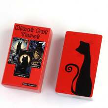 Permainan Kartu Tarot Kucing Hitam, Permainan Pesta Santai untuk Pertukaran Bahasa dan Pertemuan Sosial, Cocok untuk Hiburan Keluarga, Pesta Kartu, dan Permainan Meja. - Merah - View 5