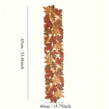 Autumn Leaf Table Runner, Non-Polyester Fabric, Thanksgiving Holiday Decoration, Rectangular Autumn Maple Leaf Pattern, Autumn Decor, Christmas Decor, Halloween Decor - Multicolor - View 3